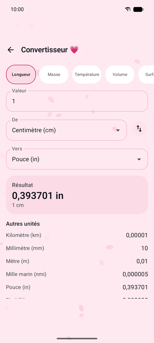 Capture d’écran de l’application Calqira : Convertisseur