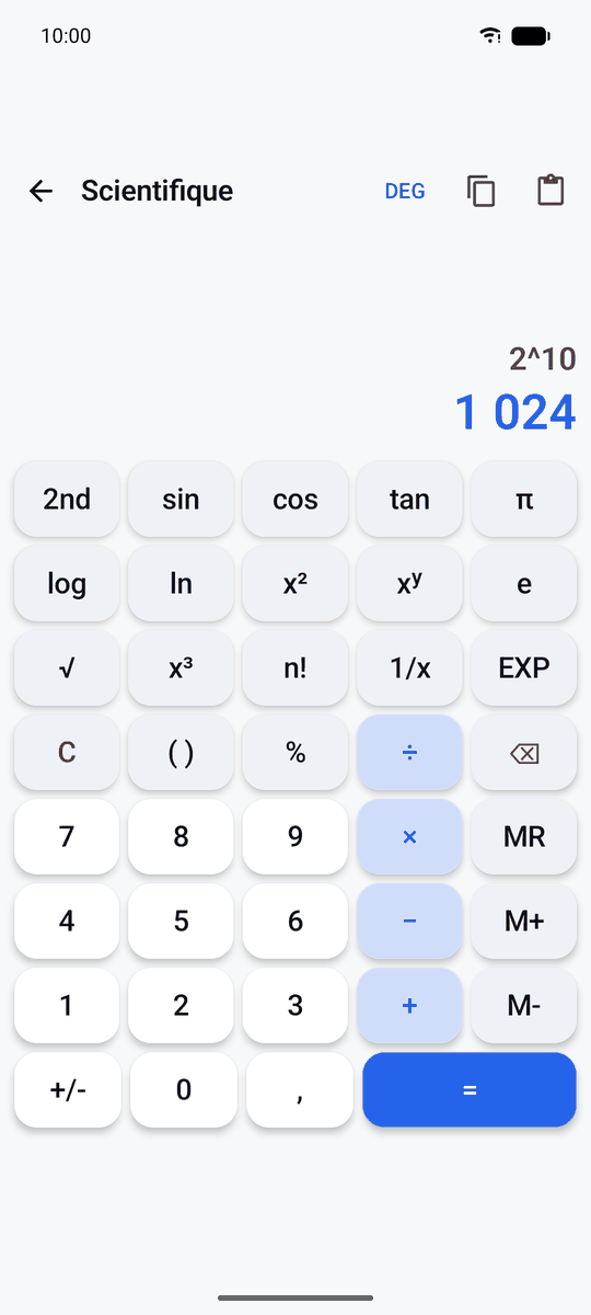 Capture d’écran de l’application Calqira : Calculatrice scientifique