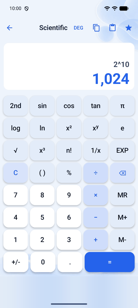 Screenshot of the Calqira app: Scientific calculator