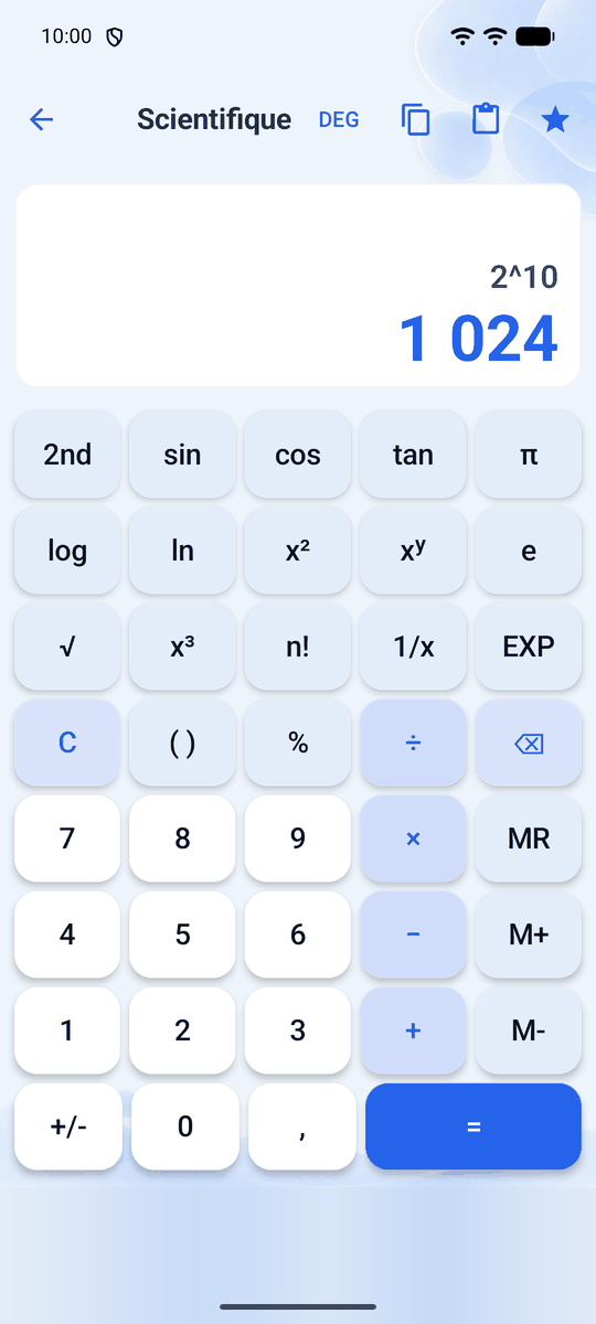 Capture d’écran de l’application Calqira : Calculatrice scientifique
