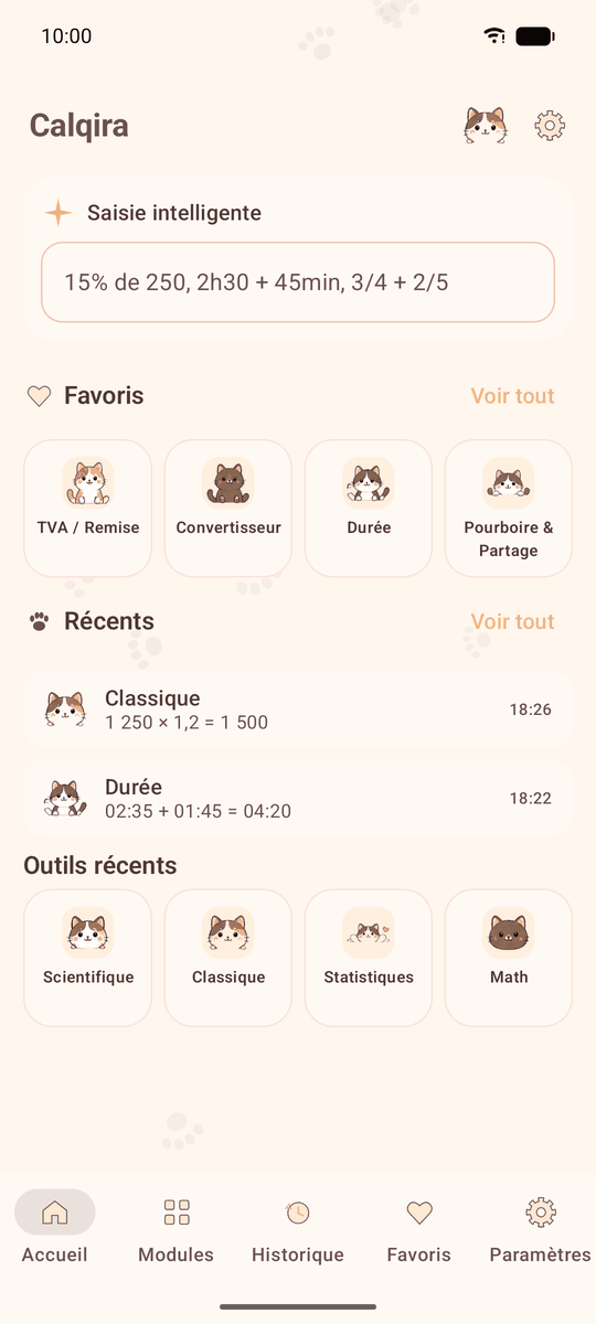 Capture d’écran de l’application Calqira : Chat