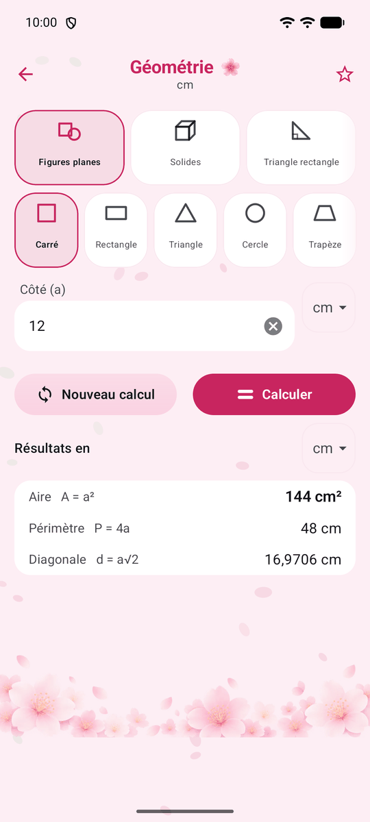 Capture d’écran de l’application Calqira : Géométrie